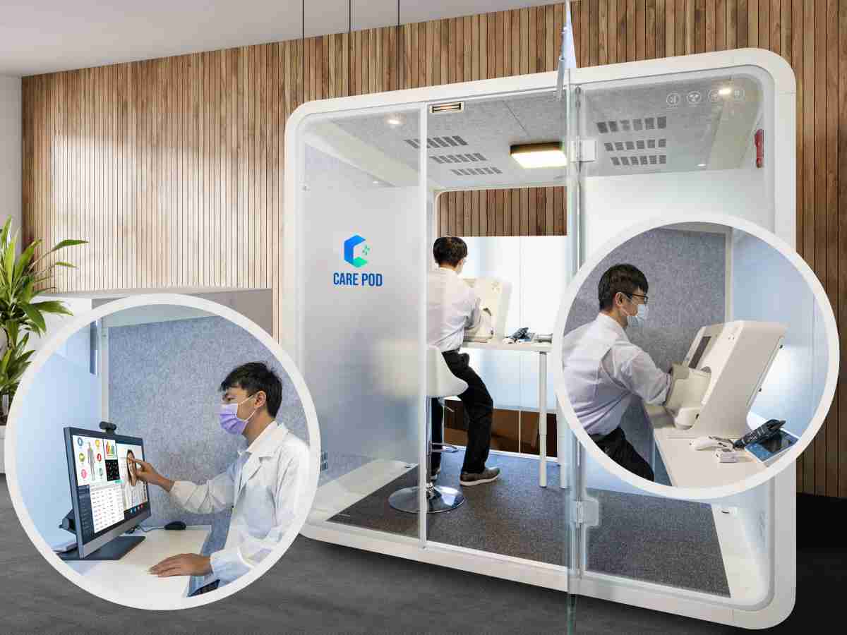 达擎于医疗科技展中展出＂远距诊疗舱＂，，，以因应医疗数字化及社会高龄化趋势下、、、复诊及慢性病患等族群对于远距看诊需求逐渐升高所推出的创新整合方案。。。多功能合一、、高隐私性的远距诊疗舱可根据病患端与医师端的不同需求，，提供弹性化及客制化功能，，，，节省医生和病患的精力及时间