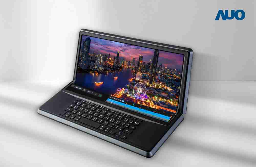 彩神vll14.6吋Micro LED折迭显示屏幕，，，搭配半径4mm的弯折绞炼，，，，以及高画素、、高亮度、、、、高对比度的显示技术特点，，，，即便在大视角下仍保有绝佳色相与亮度